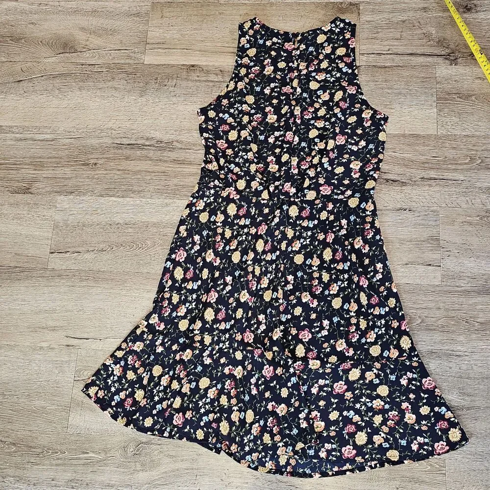 J.Crew Mercantile Navy Floral Dress Size 4 Sleeveless Fit n' Flare 90's grunge